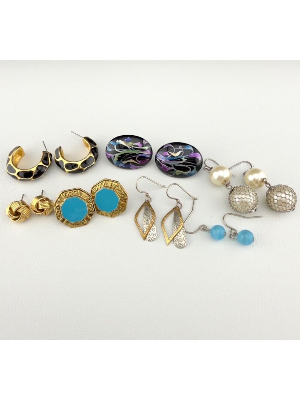 Vintage Earring Lot Variety Mixed Metal Acrylic Enamel Stud Dangle Drop